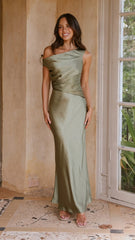 Sage Ruched Maxi Dress