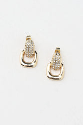 Memories Diamante Link Stud Earrings Gold