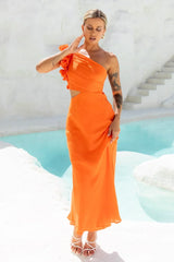 In These Moments One Shoulder Maxi Dress Orange