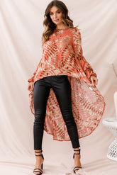 Elaine High Low Balloon Sleeve Top Rose