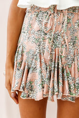 Robyn Flounce Floral Mini Skirt Mocha