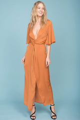 Cleo High Slit Maxi Dress Tan