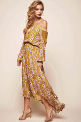Mojave Off-Shoulder Floral Maxi Dress Mustard