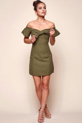 Emilio Tie Dress Green Khaki