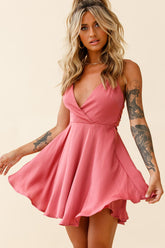 Secret Place Strappy Tie Back Party Dress Rose