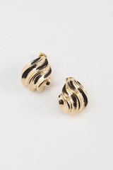Aera Ridged Stud Earrings Gold