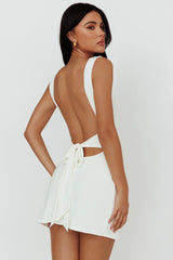 Going Places Low Back Mini Dress Off White