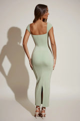 Sweetheart Neckline Maxi Dress In Sage Green