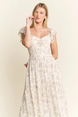 Jade By Jane Full Size Ruffle Sleeve Tiered Maxi Dress Plus Size