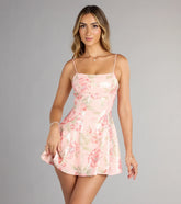 Makenna Floral Sequin A-Line Mini Dress
