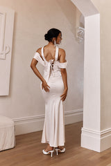 Eclipse Draped Sleeve Midi Dress Beige