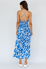Tiffi Cami Strap Midi Dress Floral Blue