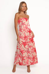 Lani A Line Strapless Maxi Dress - Pink Floral