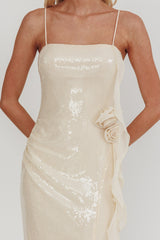 She Glows Cami Strap Sequin Maxi Dress Champagne