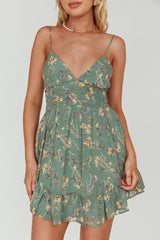 Got Love Frill Hem Mini Dress Floral Sage