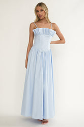 Pailin Frill Bust Maxi Dress Blue