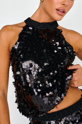 She's So LA Sequin Top Black