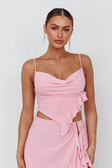 Such A Tease Cowl Neck Crop Top Pink