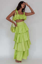 Sozo Layered Maxi Skirt Lime