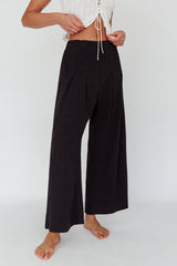 Backstage Pleated Wide Leg Pants Black