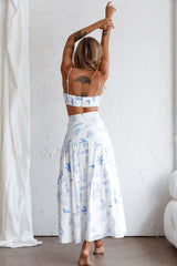 Bondi Waist Tie Maxi Skirt Printed White