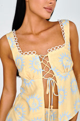 Sun Days Laced Bust Top Sun Lemon