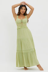 Libby Crochet Lace Waist Maxi Dress Green
