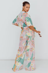 Kiko Wide Leg Pants Print Pink Multi