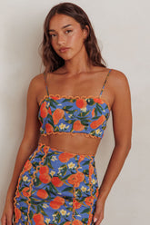 Chamberlain Scallop Trim Crop Top Citrus Orange