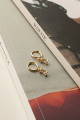 April Diamante Drop Hoop Earrings Clear