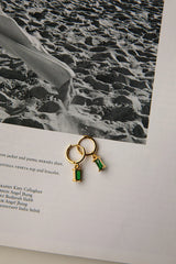 April Diamante Drop Hoop Earrings Teal