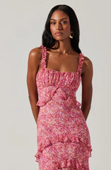 Olina Floral Ruffle Maxi Dress