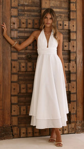 Kathy Halter Neck Maxi Dress - White