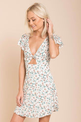 Ayleen Floral Peek-A-Boo Dress White