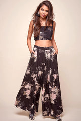 Cicely Floral Crop Top Black