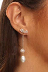 Swan Lake Pearl Drop Earrings Gold