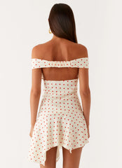 Alma Mini Dress - White Red Polka Dot