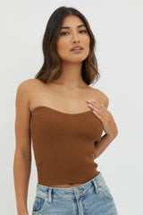 Flora Strapless Knit Top Chocolate