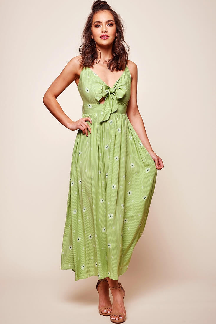 Kiki Thin Stripe Maxi Dress Green