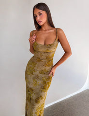 SPARROW MAXI DRESS - GREEN BURNOUT