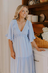 Charming Glance Tiered Maxi Dress In Sky Blue
