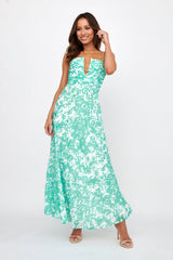 Huda U-Wire Bust Low Back Maxi Dress Green