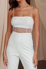 Sabina Sequin Bodice Jumpsuit White