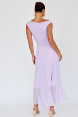 Moonlit Magic Asymmetric Neckline Maxi Dress Lilac