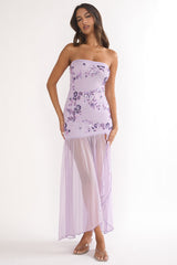 Jezra Strapless Sequin Embellished Maxi Dress Purple
