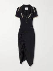 Long Monday Pulling ruched cotton-piquet midi dress
