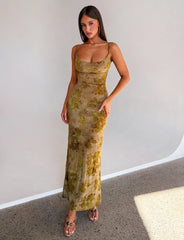 SPARROW MAXI DRESS - GREEN BURNOUT