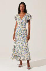 Celestine Floral Flutter Sleeve Midi Dress