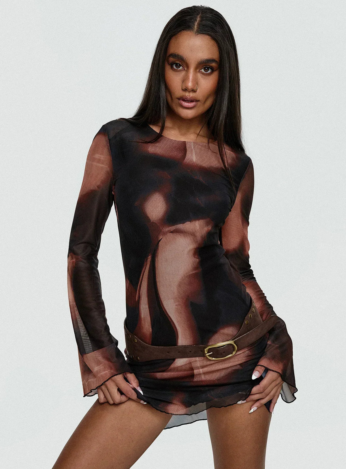 Nyxia Long Sleeve Mini Dress Multi