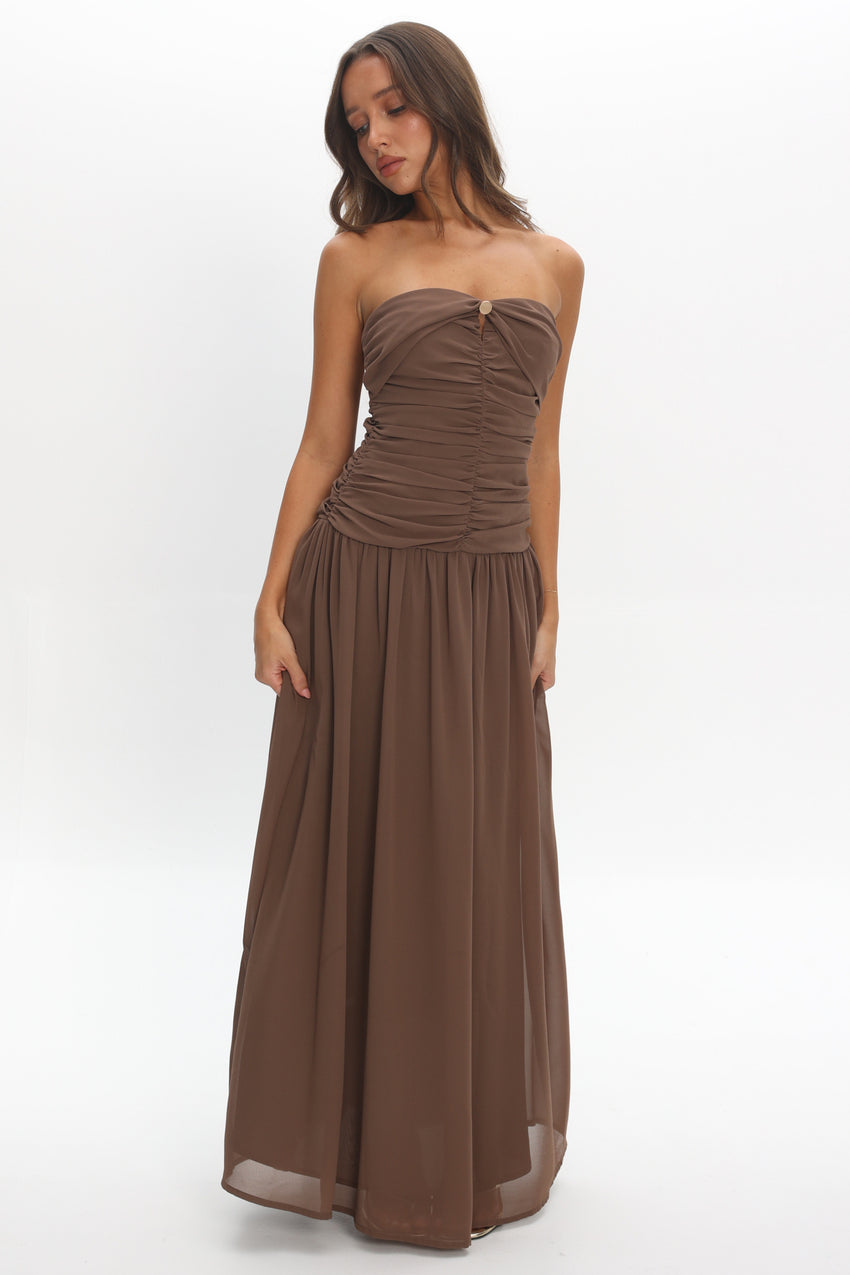 High Streets Strapless Maxi Dress Mocha